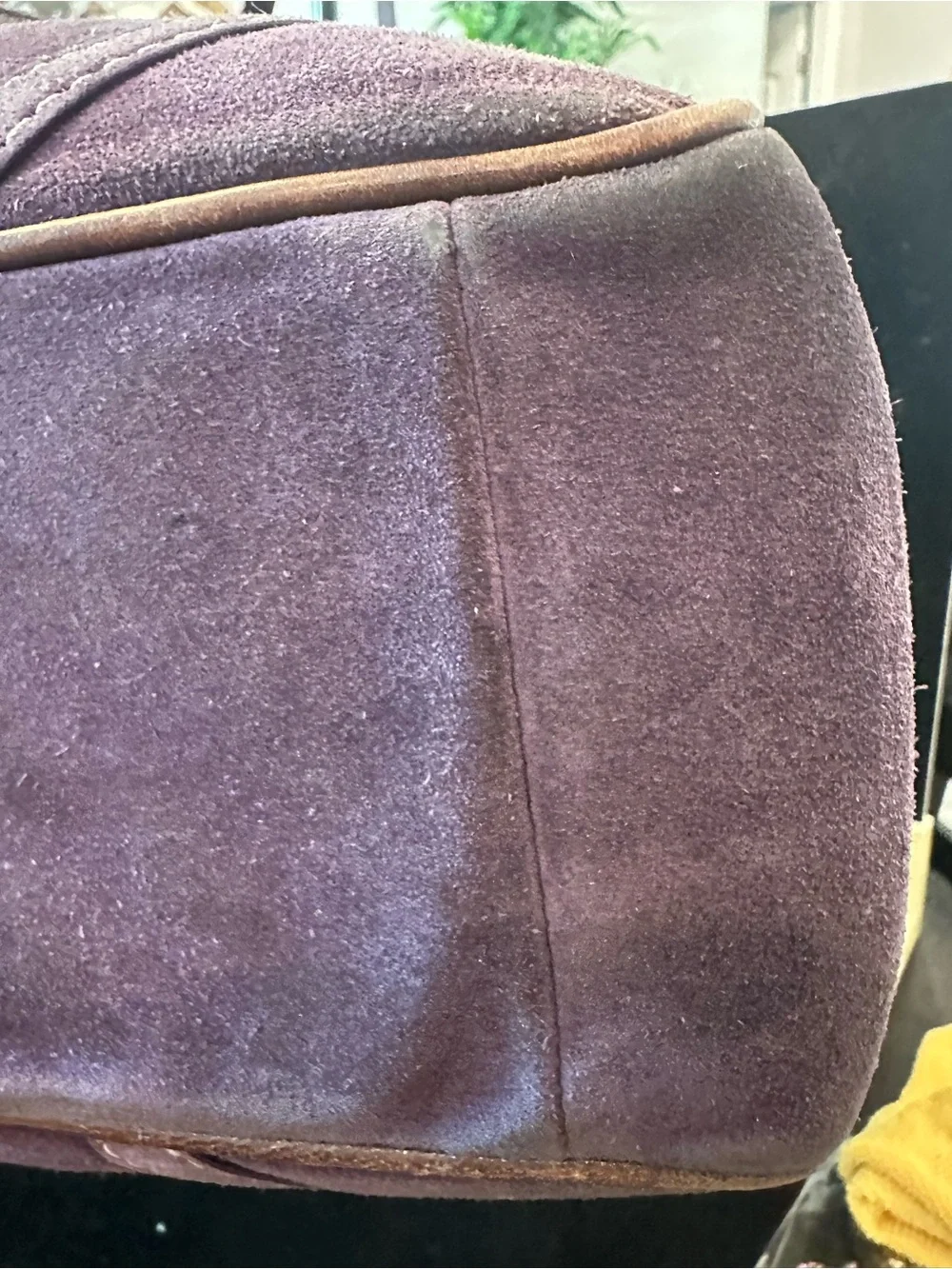 Coach #344 Vintage Hamptons Gallery Plum Suede Tote with Leather Trim